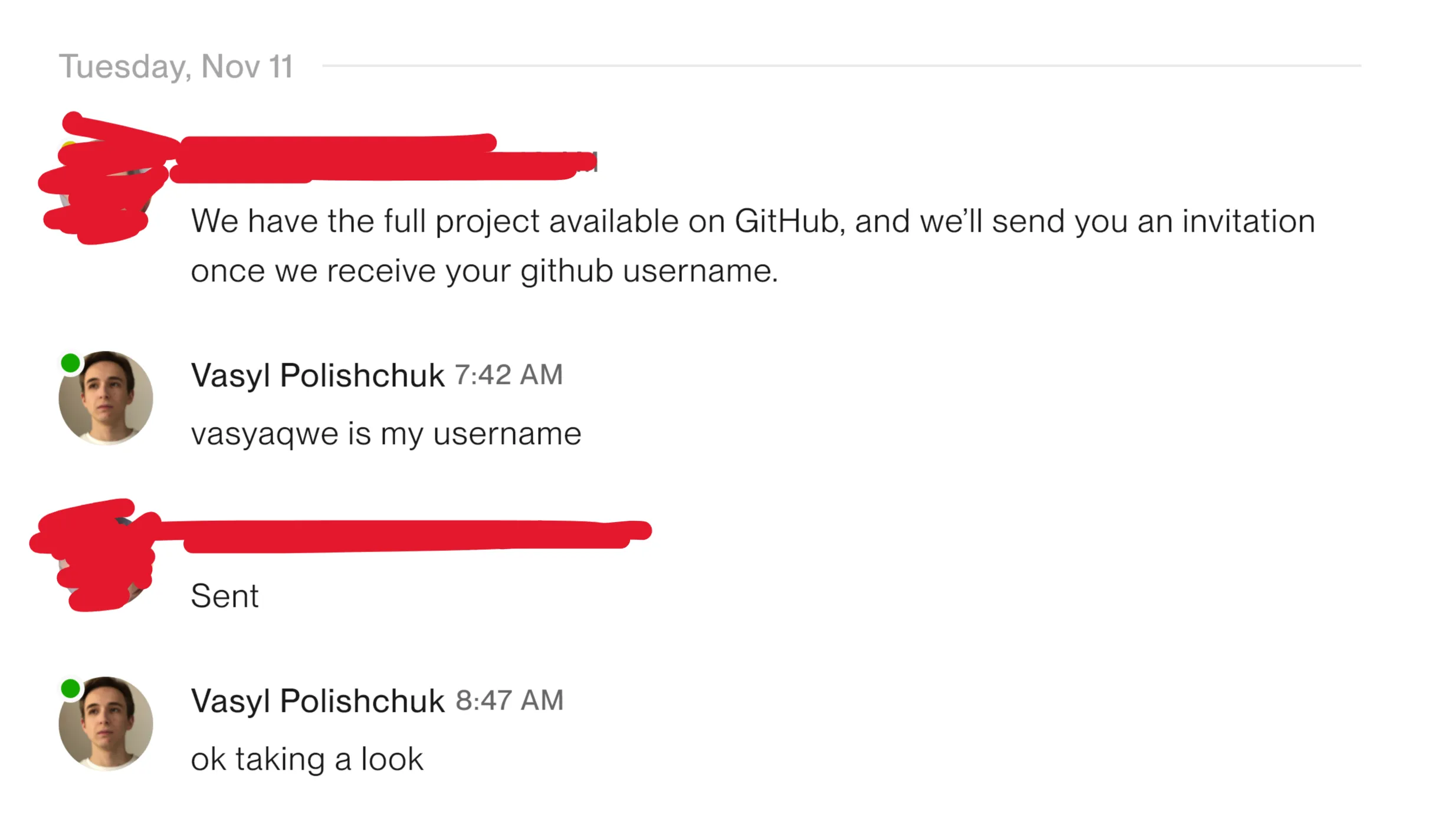 My chat with the scammer on Upwork